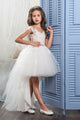 Cute Asymmetrical Scoop Tulle Applique Flower Girl Dresses