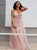 A Line Spaghetti Straps Pearl Pink Appliques Backless Prom Dresses 