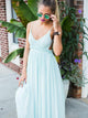 Spaghetti Straps Backless Mint Green Chiffon Prom Dress with Lace