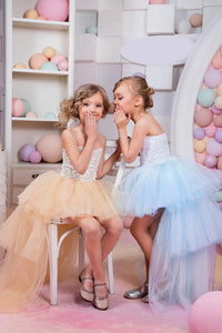  Cute Sweetheart A Line Tulle Flower Girl Dresses with Lace Asymmetrical 