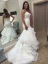 Tulle Mermaid Sweetheart Wedding Dress with Ruffles Appliques LBQW0001