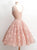 Graceful Blushing Lace Knee Length Scoop Neck Sleeveless Evening Dress