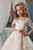 TPink ulle Bateau Short Sleeves Flower Girl Dresses With Applique