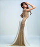 Sheath Scoop Cap Sleeves Spandex Rhinestones Prom Dresses 