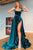 Elegant Velvet Long Evening Dresses with  High Split Side GJS027