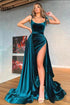 Elegant Velvet Long Evening Dresses with  High Split Side GJS027