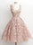 Elegant Blushing Lace Knee Length Sleeveless Prom Dress