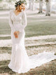 Romantic Sheath Long Sleeves Lace Wedding Dress 