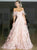 A Line Off the Shoulder Pink Lace Prom Dresses with Feather 