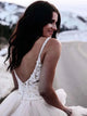 Sexy A Line Spaghetti Straps Lace Wedding Dress