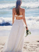 ElegantTwo Piece Strapless Lace Boho Floor Length Beach Wedding Dress