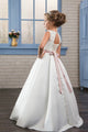 Chic Scoop Appliques Satin Flower Girl Dresses