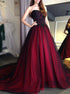 Classic Red and Black Strapless Long Prom Dress OHDX421