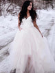 A Line Spaghetti Straps Lace Zipper Wedding Dress