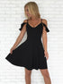 A Line Spaghetti Straps Short Black Homecoming Dress LBQH0003