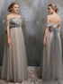 Fairy A Line Bowknot Cap Sleeves Tulle Prom Dresses LBQ0075