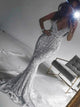 Gorgeous Sliver Mermaid Spaghetti Straps Backless Sleeveless Sequins Prom Dress