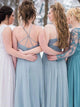 A Line Spaghetti Straps Pleated Chiffon Floor Length Bridesmaid Dress 