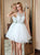 A Line Round Neck Above Knee White Tulle Prom Dress