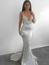 Mermaid Spaghetti Straps Backless Sequins Prom Dress LBQ0168