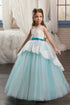 Ball Gown Scoop Applique Tulle Floor Length Flower Girl Dresses LBQF0014