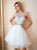 A Line Sleeveless Above Knee White Tulle Prom Dress