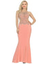 Mermaid Open Back Scoop Spandex Prom Dresses With Rhinestones LBQ0261