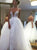 A Line Spaghetti Straps Backless  Tulle Wedding Dress with Lace Detachable
