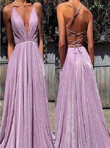 Sparkly A Line Spaghetti Straps Tulle Sequins Prom Dresses