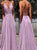Sparkly A Line Spaghetti Straps Tulle Sequins Prom Dresses