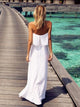 Chic A Line Strapless Floor Length Satin Wedding Dress