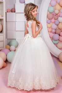 Ball Gown Sleeveless Applique Tulle Flower Girl Dresses