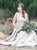 Two Piece V Neck Light Satin Sweep Train Wedding Dress with Appliques