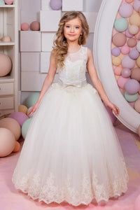 Cute Ball Gown Applique Tulle Flower Girl Dresses 