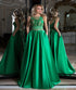 Scoop Ball Gown Satin With Applique Sweep Train Prom Dresses LBQ0292