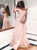 Pink A Line Off the Shoulder Satin Prom Dresses