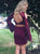 Two Piece Burgundy Scoop Open Back Homecoming Dress with Beading Appliques 