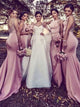 Pink Mermaid Bateau Satin Beading Bridesmaid Dress LBQB0006
