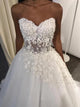 A Line Sweetheart Appliques Tulle Lace Up Wedding Dress 