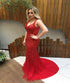 Mermaid Straps Tulle Prom Dresses With Beads And Rhinestones  LBQ0293