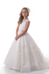 A Line Scoop Applique And Beading Organza Flower Girl Dresses LBQF0016