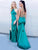 Sexy Turquoise Mermaid  Jewel Sleeveless Lace Up Prom Dress with Split