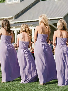 Lavender Sweetheart Lavender Chiffon Bridesmaid Dress with Pockets and Pleats 