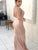 Dramatic Blushing Pink Mermaid Jewel Sweep Train Backless Prom Dress with Keyhole