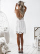 Spaghetti Straps Lace Mini White Sleeveless Homecoming Dress