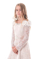 Chic Lace A Line Bateau Long Sleeves With Beads Flower Girl Dresses 
