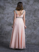 A Line Scoop Floor Length Chiffon Open Back Prom Dress with Rhinestones