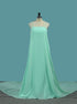 A Line Criss Cross Spaghetti Straps Chiffon Pearls Prom Dresses LBQ0264