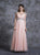 A Line V Neck Floor Length Chiffon Sleeveless Prom Dresses with Rhinestones