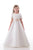 A Line Scoop Short Sleeves Satin Applique Flower Girl Dresses